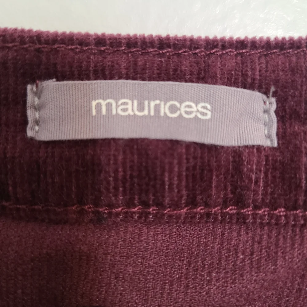 Maurices Brown with Dark Purple Hue A-line Corduroy Skirt with Pockets & Buttons